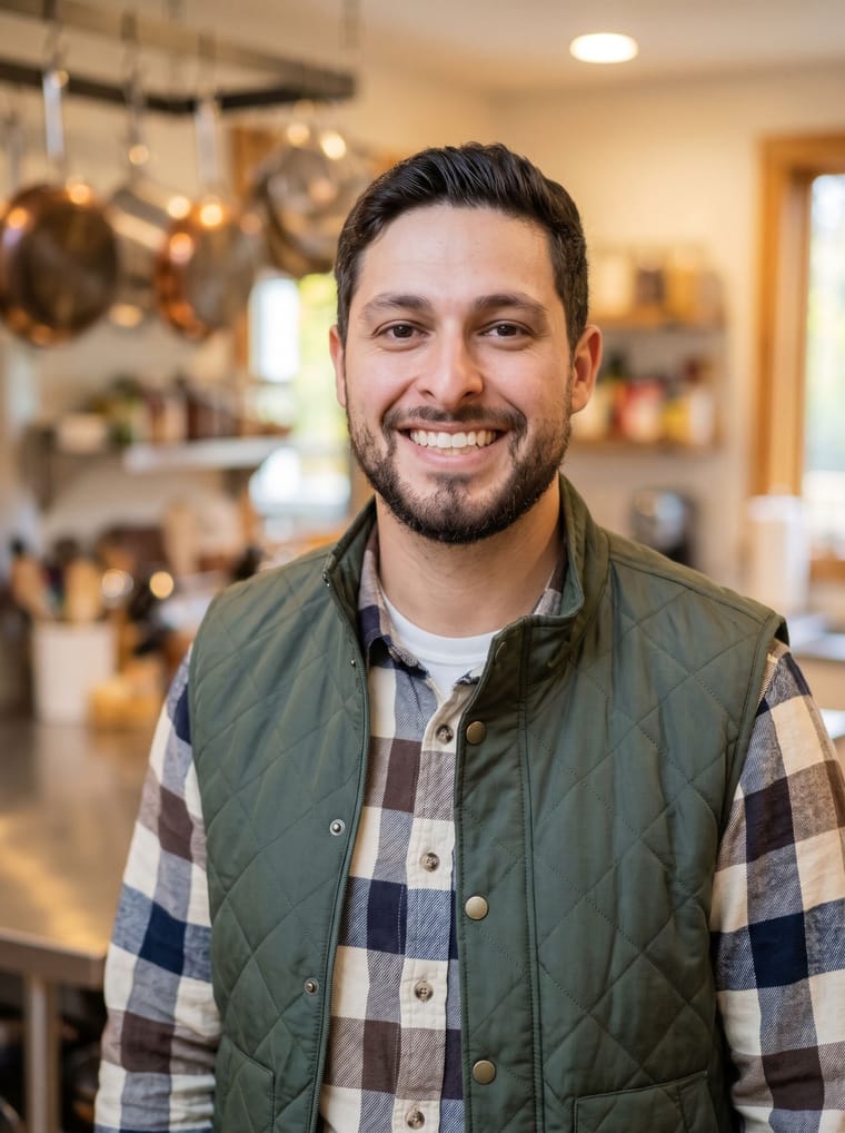 Josh Wechsler smiling in a kitchen